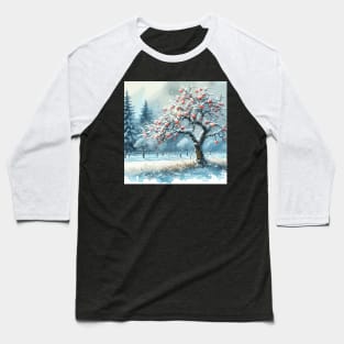 Winter Apple Tree Baseball T-Shirt